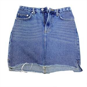 Distressed Jean Skirt H&M Womens Cut Off Blue Denim Size 6